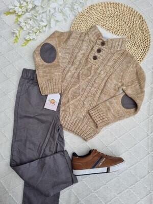 Set 2 piezas Little Lad, Buso + jogger gris, 3t