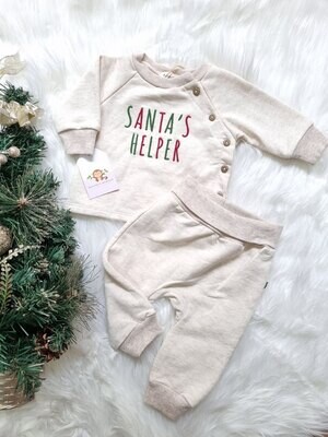 Set Navideño  busito beige + pantalón, 0 a 3m