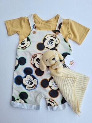 Set 2 piezas Mickey, overall + camiseta, 12m y 18m