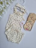 Set 3 piezas Willow + Whimsy, body + short + cintillo, 0 a 3m y 6 a 9m