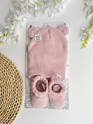 Set tejido 2 piezas, gorrito + medias, 0 a 12m