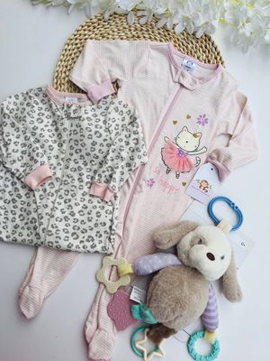Set 2 monitos Gerber, gatita, 3 a 6m