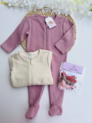 Set 2 monitos PL Baby, lila y beige 3 a 6 meses
