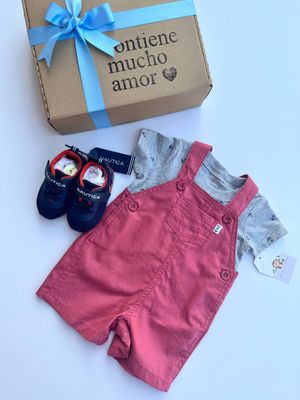 Set Carters 2 piezas, body + overall rojo, 0 a 3 meses