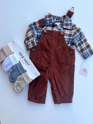 Set Carters, overall + camisa de cuadros, 3 y 6 meses.