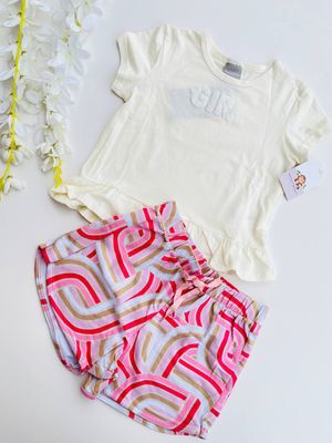 Set 2 piezas Coloritta, blusa beige + short, 4/5t
