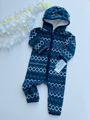 Monito Carters, azul y verde trival, fleece, 6 a 9 meses