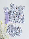 Set 3 piezas Nicole Miller, blusa + short + medias, 24m