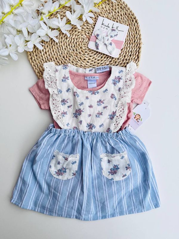 Set vestido + bodysuit + cintillo , 18m