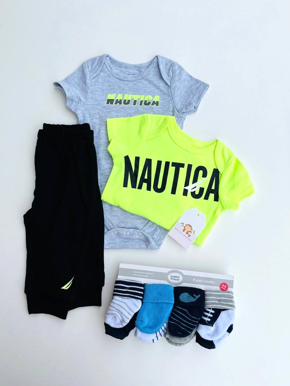 Set Náutica, 2 bodysuits + pantalón, 0 a 3m
