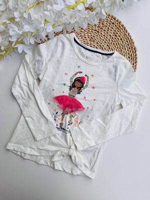 Busito blanco estampado bailarina, 5/6t y 7/8t
