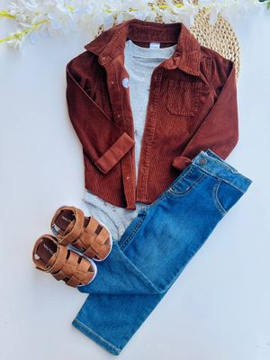 Set 3 piezas carters Bodysuit gris+ camisa+ pantalón, 24 meses.