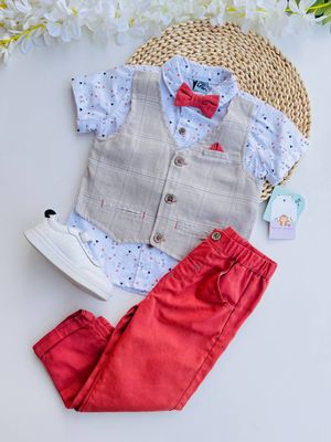 Set Little Lad, camisa + pantalón + corbatín, 24m