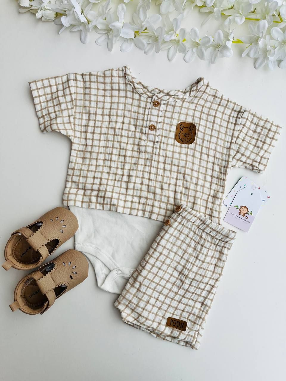 Set Disney, camisa tipo body + short, 12 meses