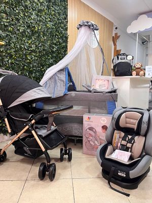 COMBO, Cochecito Bon + Cuna corral Noa + Asiento de seguridad Vero + Mecedora 4 en 1 + Almohada memory foam + Pañalera