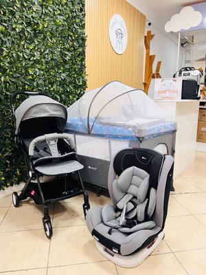 COMBO, Cochecito Brooklyn + Asiento de seguridad Rupal + Cuna corral colecho Nala + Almohada memory foam + Pañalera