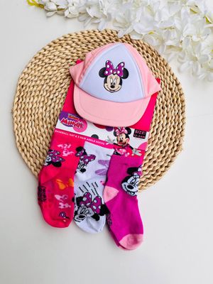 Set gorrita Minnie + 3 pares de medias, 12 a 24m