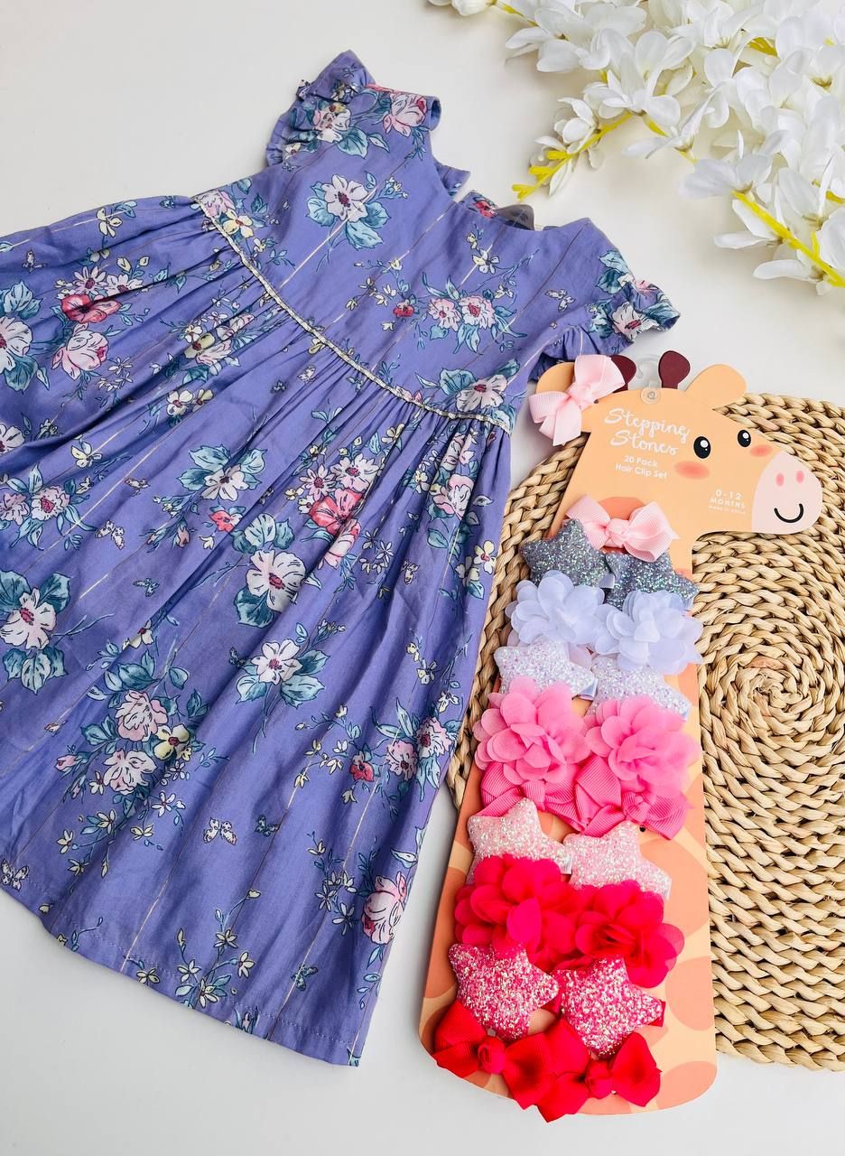 Vestido Oshkosh, lila con flores, 24m