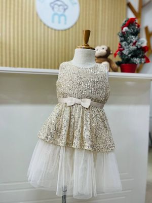 Vestido Bonnie dorado de lentejuelas, 2, 3 y 7 años.