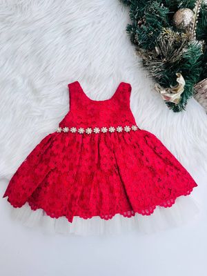Vestido American Princess, rojo con perlitas, 6m