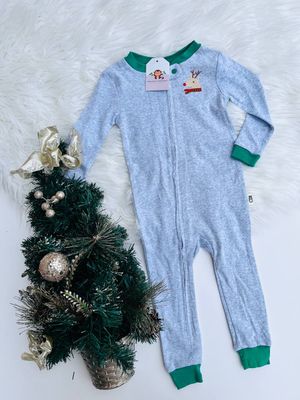 Pijama navideña, gris y verde renito, 18 meses
