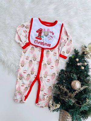 Monito navideño renitos y Santa Claus + babero, Koala kids, Rn - 0 a 3m -3 a 6m