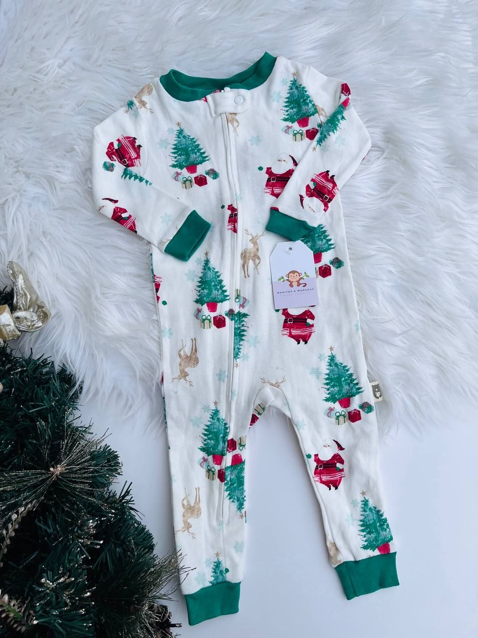 Monito blanco estampado papá Noel, Rabbit Bear, 12m
