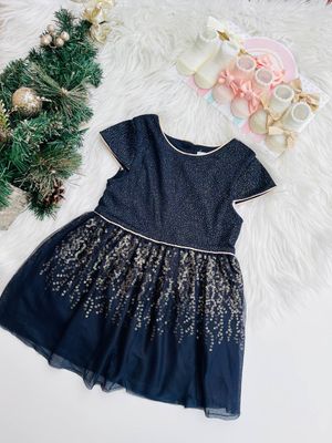 Vestido Primark, azul de tull con detalles dorados, 9 a 12m, 12 a 18m