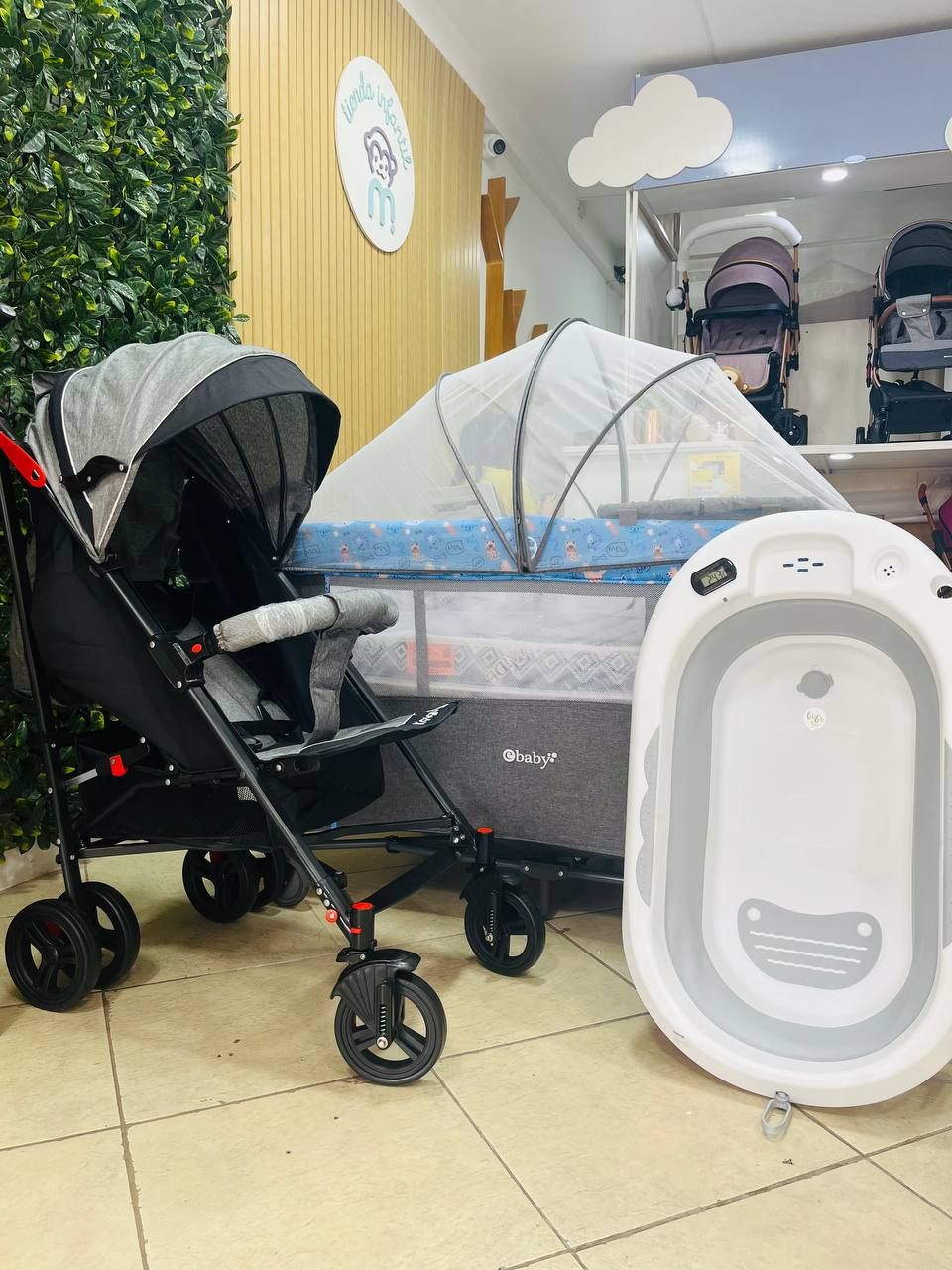 COMBO, Cochecito Soni + Bañera Aries + Cuna corral Nala + Almohada memory foam