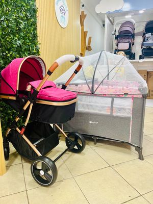 COMBO, Cochecito Nairoby + Cuna corral colecho Nala + Almohada memory foam