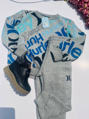 Set 2 piezas Hurley, busito gris con estampado + calentador gris, 2t
