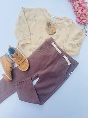 Set 2 piezas Rabbit &amp; Bear, abrigo fox + calentador café, 3T y 4T