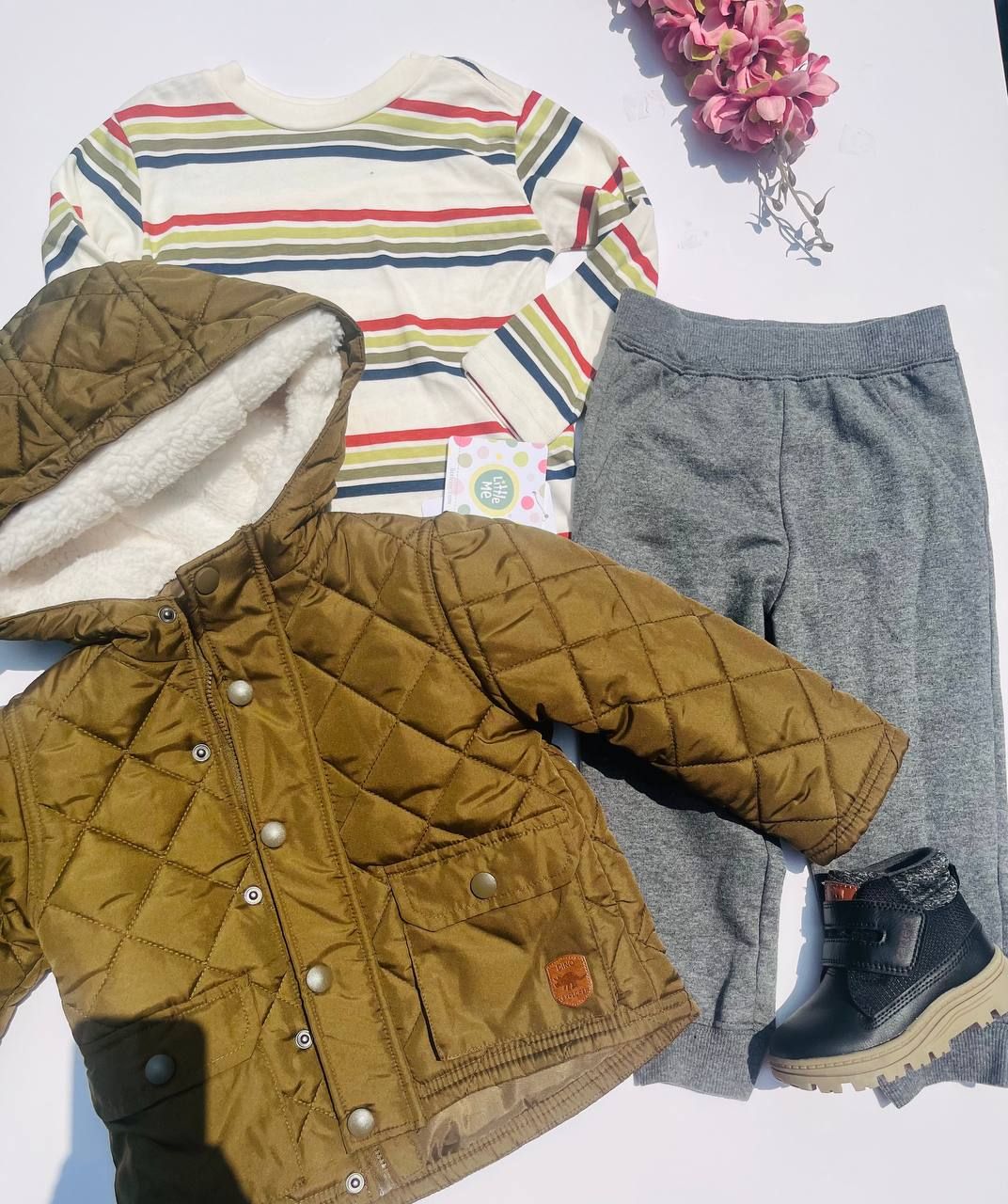 Set LITTLE ME, chaqueta + camiseta + calentador, 24 meses