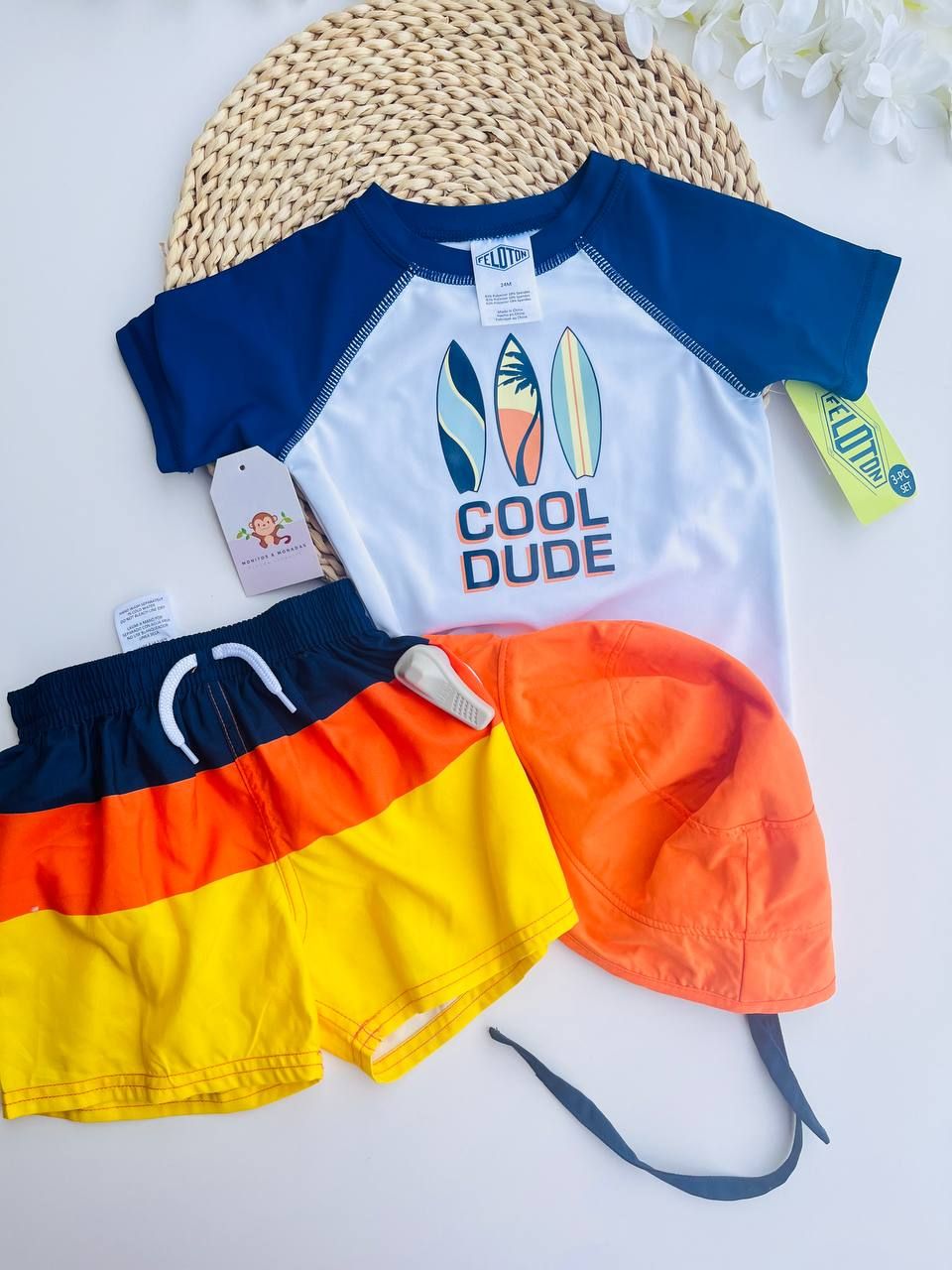 Set de baño, camiseta + bermuda + sombrero, 24 meses