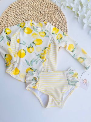 Set de baño 2 piezas, top limoncitos + interior, 12 meses