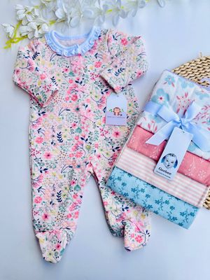 Monito Bon Blues, flores azules, 0/3m, 3/6 y 6/9m