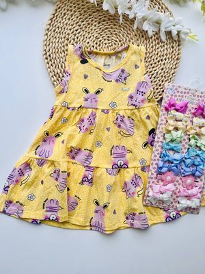 Vestido Elian, amarillo gatitos, 12m y 24m