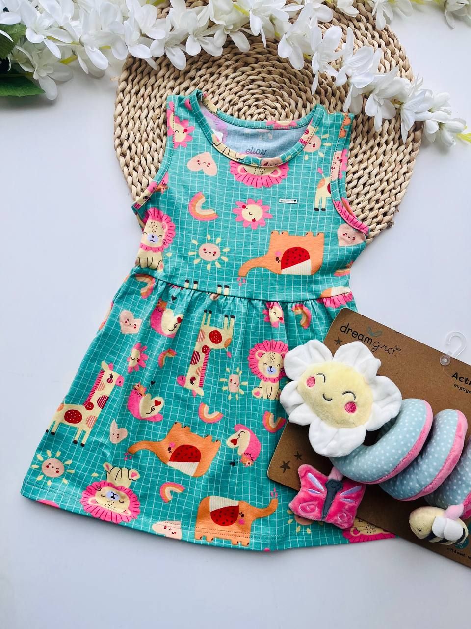 Vestido Elian, verde leoncitos, 2t y 3t