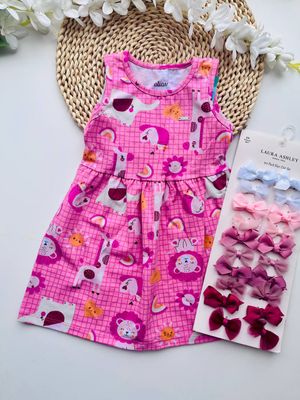 Vestido Elian, rosado leoncitos, 12m y 3t