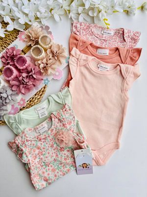 Set 5 bodys Laura Ashley, 0 a 3m