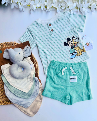 Set 2 piezas Mickey M, camiseta + short, 6 a 9m