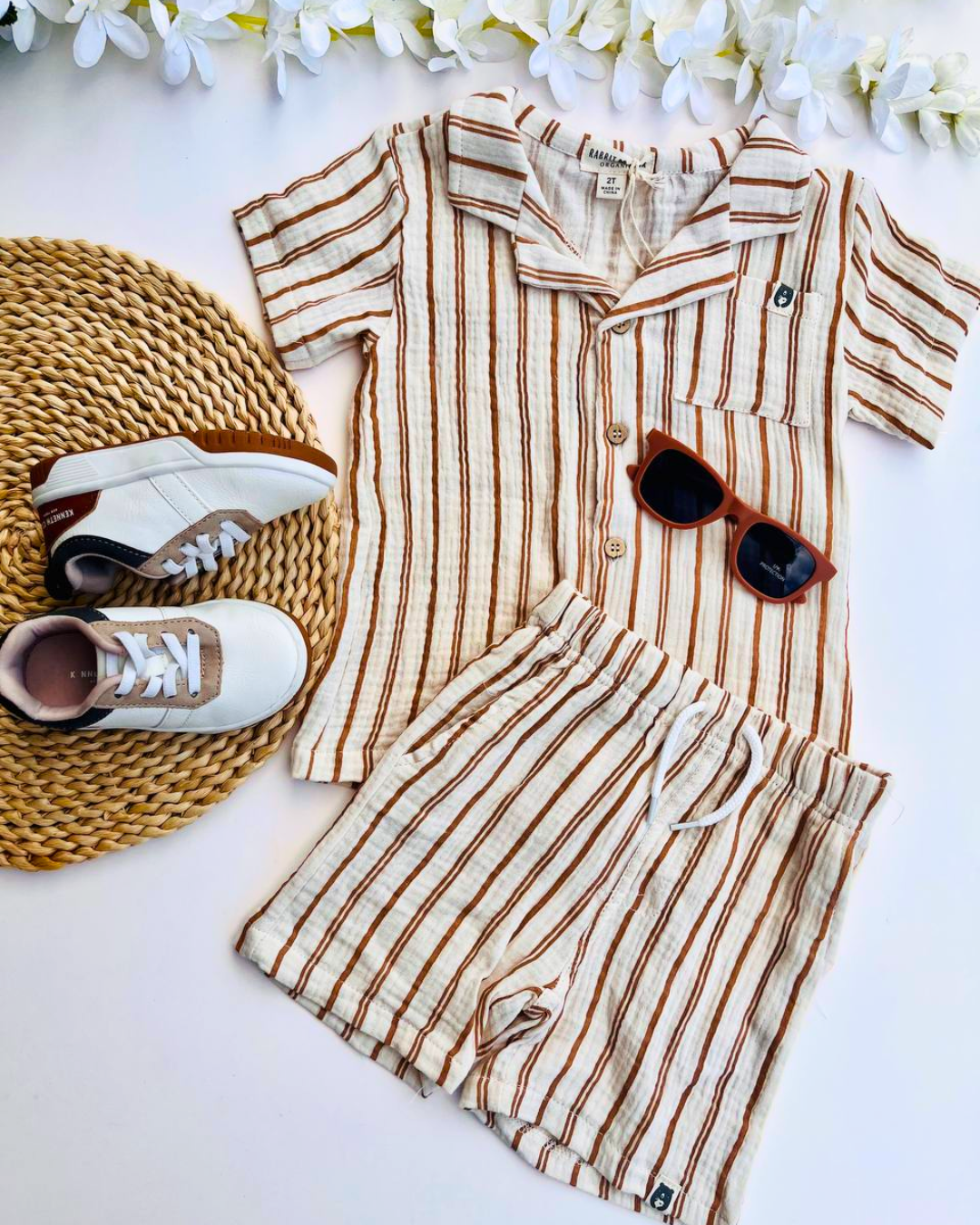 Set 3 piezas Rabbit Bear, camisa + short + gafas, 2t
