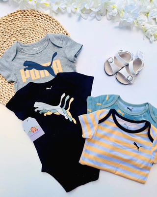 Set 5 bodys Puma, 3 a 6m