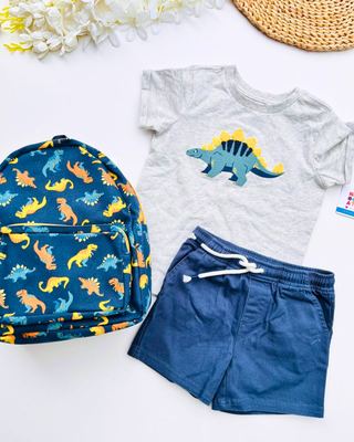 Set 3 piezas, camiseta + bermuda + maleta dino, 3t