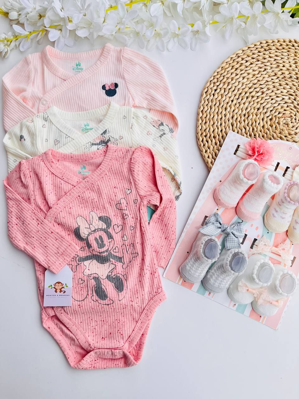 Set 3 bodys Minnie Mouse, 6 a 9m