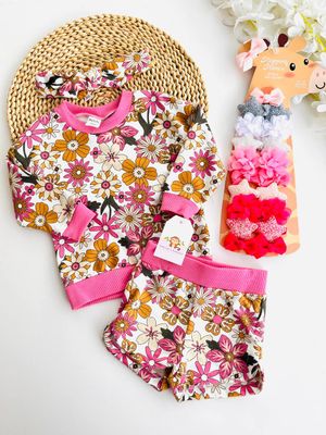 Set 3 piezas busito + short + cintillo, 9 a  12m PL BABY