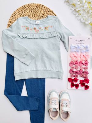 Set busito celeste + leggins 4 años