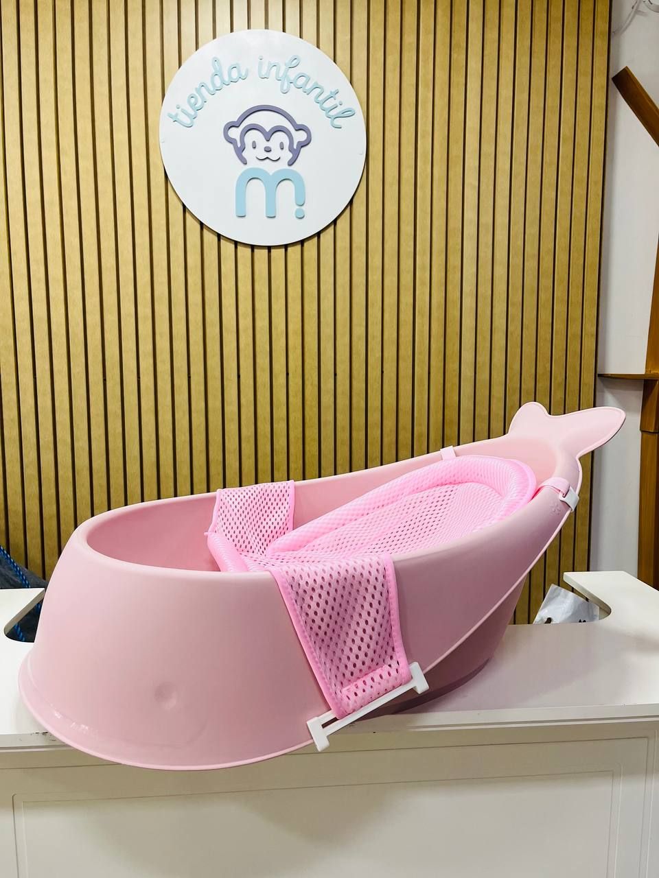 Bañera ballenita + malla, rosada
