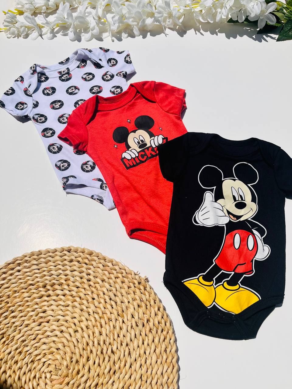 Set 3 bodys Mickey, 3 a 6 meses