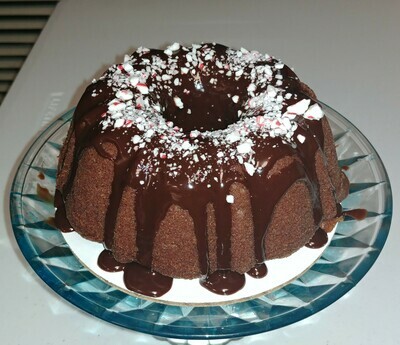 Sm. Chocolate Pound Cake with Peppermint Ganache Glaze